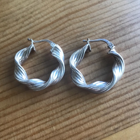 Jewelry - Sterling Silver rope style hoop earrings